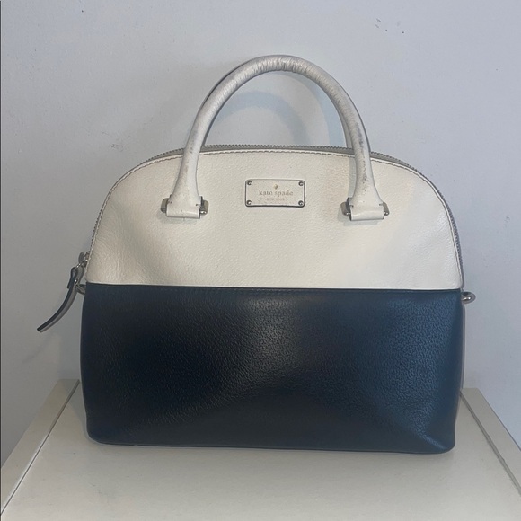 Kate Spade Grove Street Carli Satchel Two-Tone Black White Leather Crossbody Bag - Picture 2 of 13